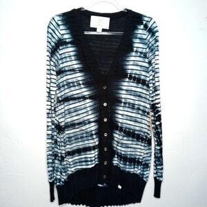 Slone Rouge Black and White Tie Die Button Front Cardigan